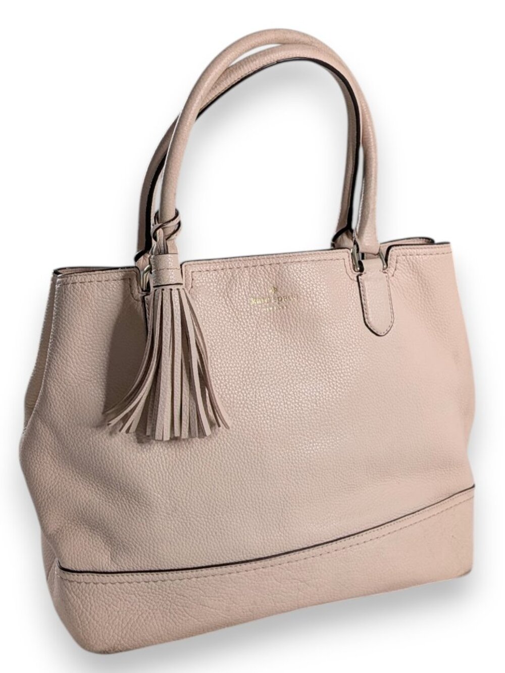 Kate Spade Jenner PacCall Soft Pink Pebbled Leather Shoulder Tote Bag W/ Fringe
